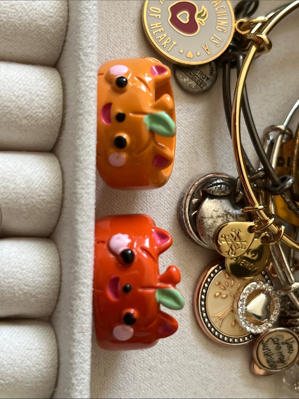 Cute Orange Pumpkin Face Ring Set